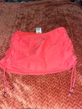 Catalina Coral Pink Adjustable Side-Drawstring Swim Skirt. Size S